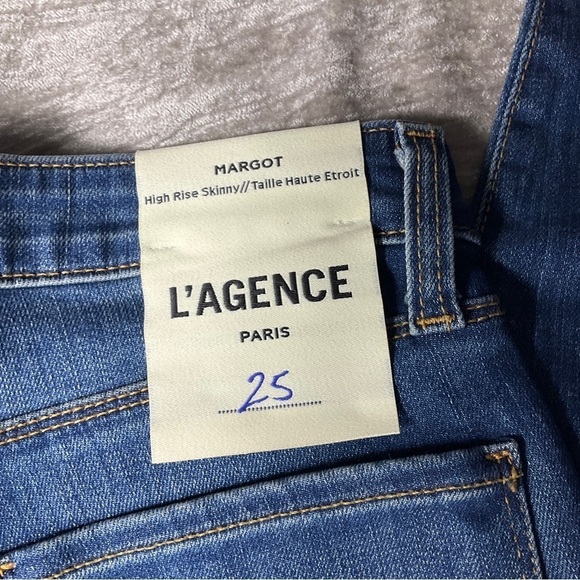 NWT L'agence Margot High Rise Skinny Jeans Size 25” Waist Stretch Blue Neptune - Picture 5 of 15